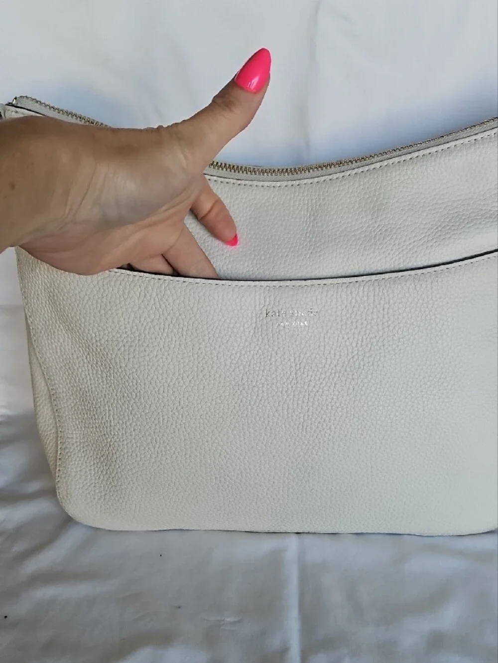 kate spade White Leather Hobo Shoulder Bag